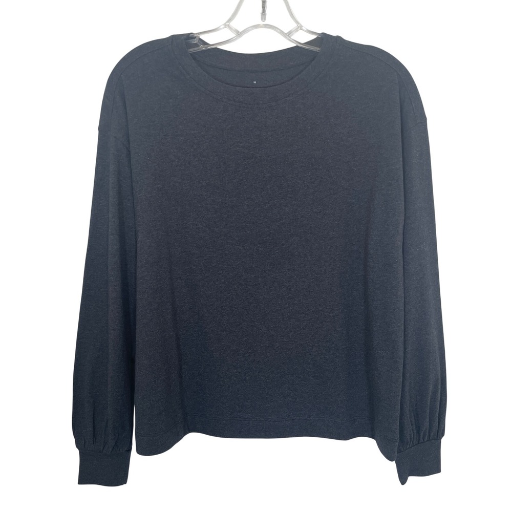 Everlane The Organic Cotton Oversize Long-Sleeve Tee Puff Cuff Charcoal Grey XS
